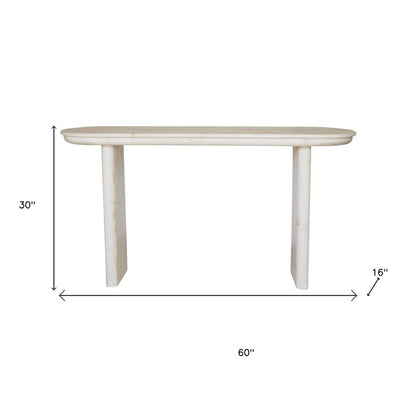 60" Natural Solid Wood Oval Console Table HomeRoots