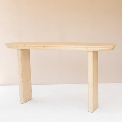 60" Natural Solid Wood Oval Console Table HomeRoots