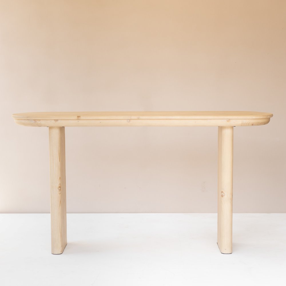 60" Natural Solid Wood Oval Console Table HomeRoots