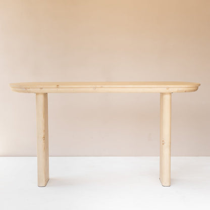 60" Natural Solid Wood Oval Console Table HomeRoots