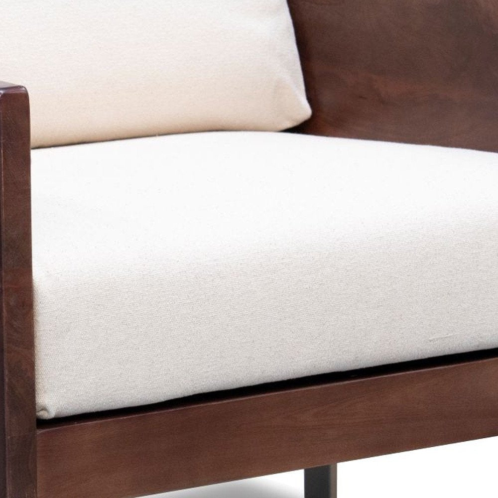 31" White Brown And Gold Top Grain Leather Arm Chair HomeRoots
