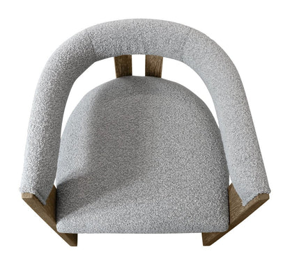 Gray and Brown Upholstered Boucle Open Back Dining Arm Chair HomeRoots
