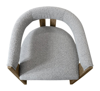 Gray and Brown Upholstered Boucle Open Back Dining Arm Chair HomeRoots