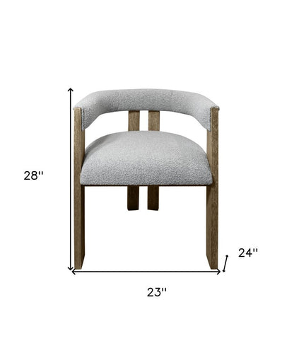 Gray and Brown Upholstered Boucle Open Back Dining Arm Chair HomeRoots