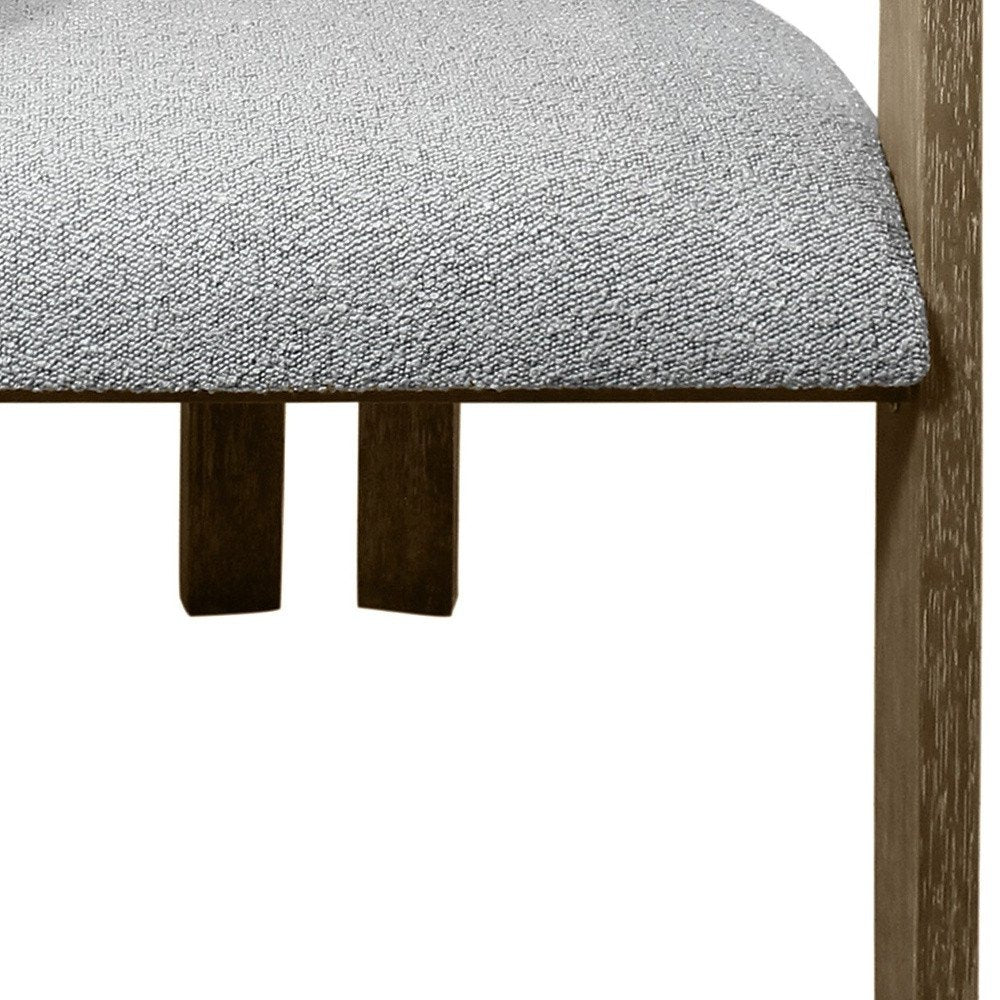 Gray and Brown Upholstered Boucle Open Back Dining Arm Chair HomeRoots