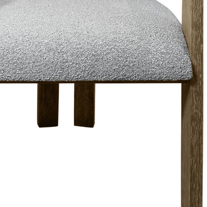 Gray and Brown Upholstered Boucle Open Back Dining Arm Chair HomeRoots
