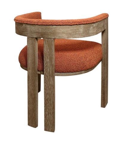 Burnt Orange and Brown Upholstered Boucle Open Back Dining Arm Chair HomeRoots