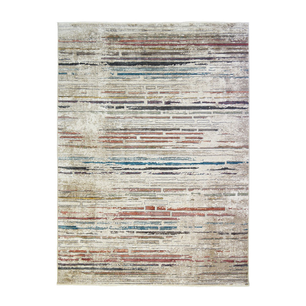 2' X 3' Beige Geometric Distressed Area Rug With Fringe - 48.0" (L) x 48.0" (W) x 0.43" (H)