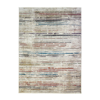 2' X 3' Beige Geometric Distressed Area Rug With Fringe - 48.0" (L) x 48.0" (W) x 0.43" (H)