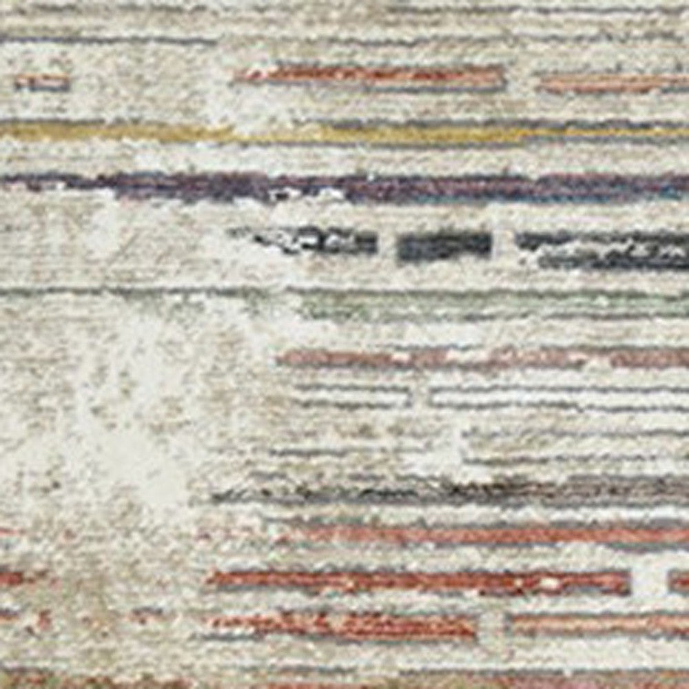 2' X 3' Beige Geometric Distressed Area Rug With Fringe - 48.0" (L) x 48.0" (W) x 0.43" (H)