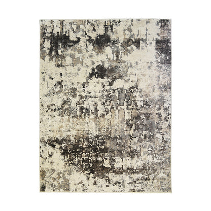 2' X 3' Black Abstract Distressed Area Rug With Fringe - 47.24" (L) x 47.24" (W) x 0.43" (H)