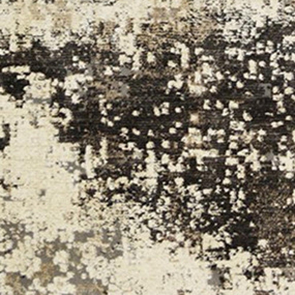 2' X 3' Black Abstract Distressed Area Rug With Fringe - 47.24" (L) x 47.24" (W) x 0.43" (H)