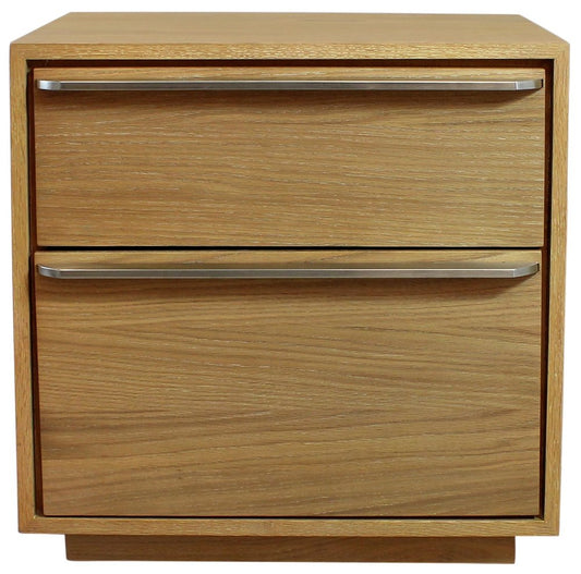 24" Natural Solid and Manufactured Wood Two Drawer Nightstand HomeRoots