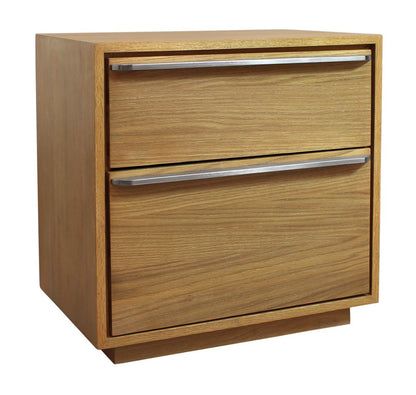 24" Natural Solid and Manufactured Wood Two Drawer Nightstand HomeRoots