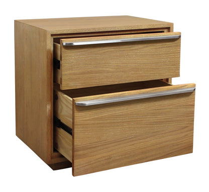 24" Natural Solid and Manufactured Wood Two Drawer Nightstand HomeRoots
