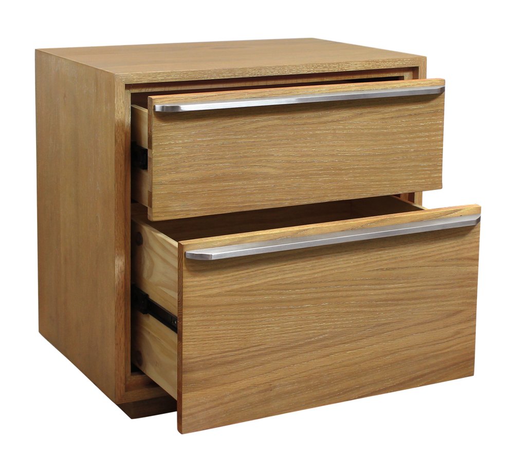24" Natural Solid and Manufactured Wood Two Drawer Nightstand — view 4