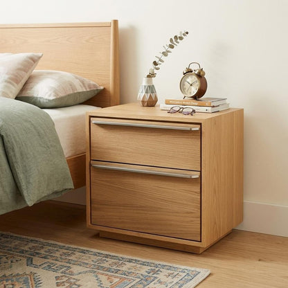 24" Natural Solid and Manufactured Wood Two Drawer Nightstand HomeRoots