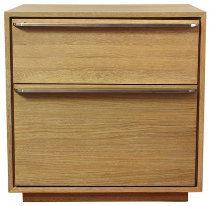 28" Natural Solid and Manufactured Wood Two Drawer Nightstand HomeRoots