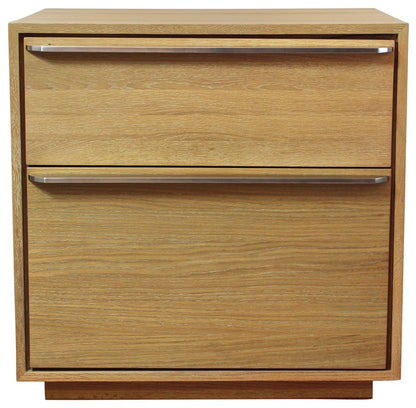 28" Natural Solid and Manufactured Wood Two Drawer Nightstand HomeRoots