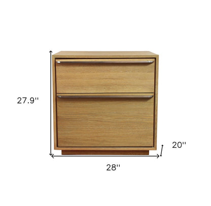 28" Natural Solid and Manufactured Wood Two Drawer Nightstand HomeRoots
