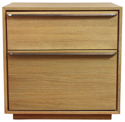 28" Natural Solid and Manufactured Wood Two Drawer Nightstand HomeRoots