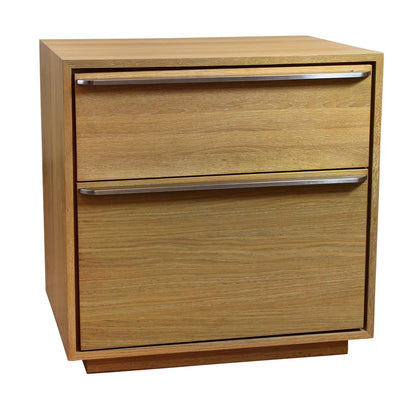28" Natural Solid and Manufactured Wood Two Drawer Nightstand HomeRoots