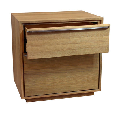 28" Natural Solid and Manufactured Wood Two Drawer Nightstand HomeRoots