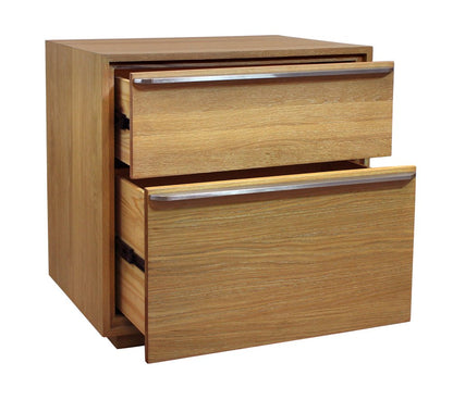 28" Natural Solid and Manufactured Wood Two Drawer Nightstand HomeRoots