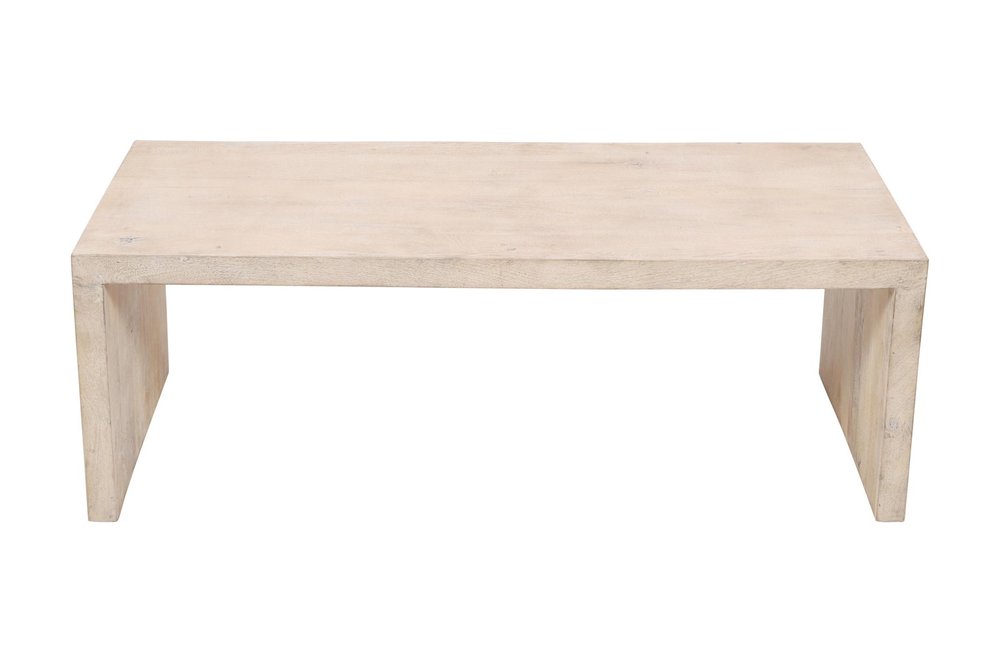 Three Piece Natural Solid Wood Distressed Sled Coffee And End Tables Set — view 3