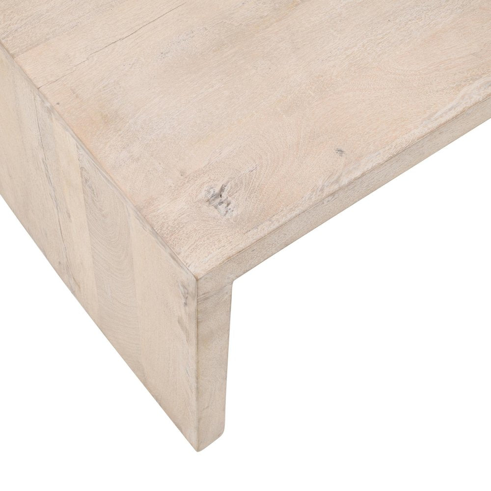 Three Piece Natural Solid Wood Distressed Sled Coffee And End Tables Set HomeRoots