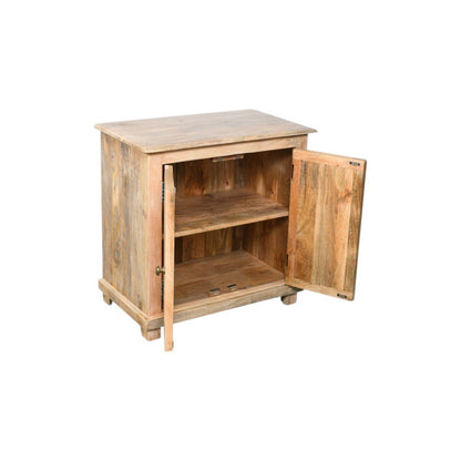 28" Distressed Natural Solid Wood Nightstand With Storage HomeRoots