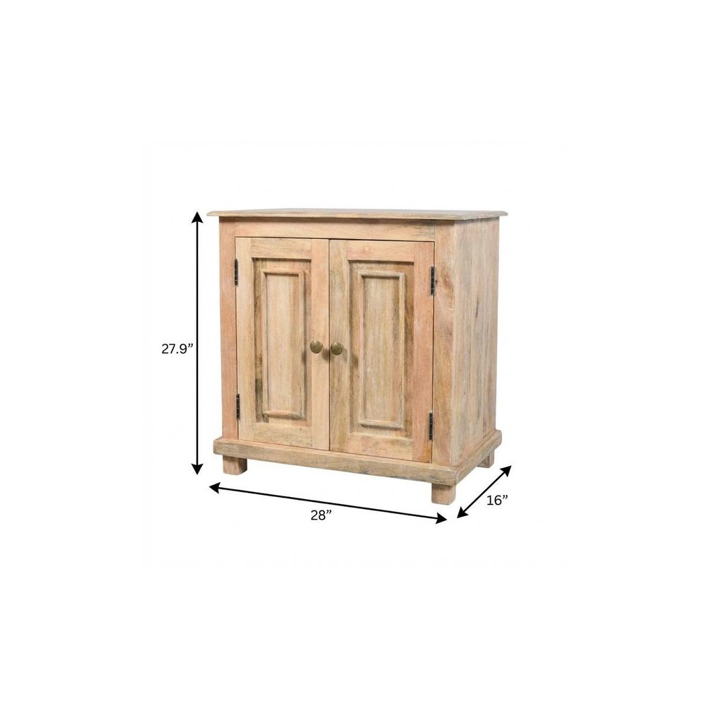 28" Distressed Natural Solid Wood Nightstand With Storage HomeRoots