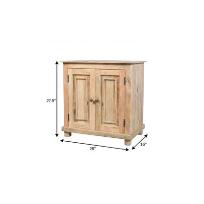 28" Distressed Natural Solid Wood Nightstand With Storage HomeRoots