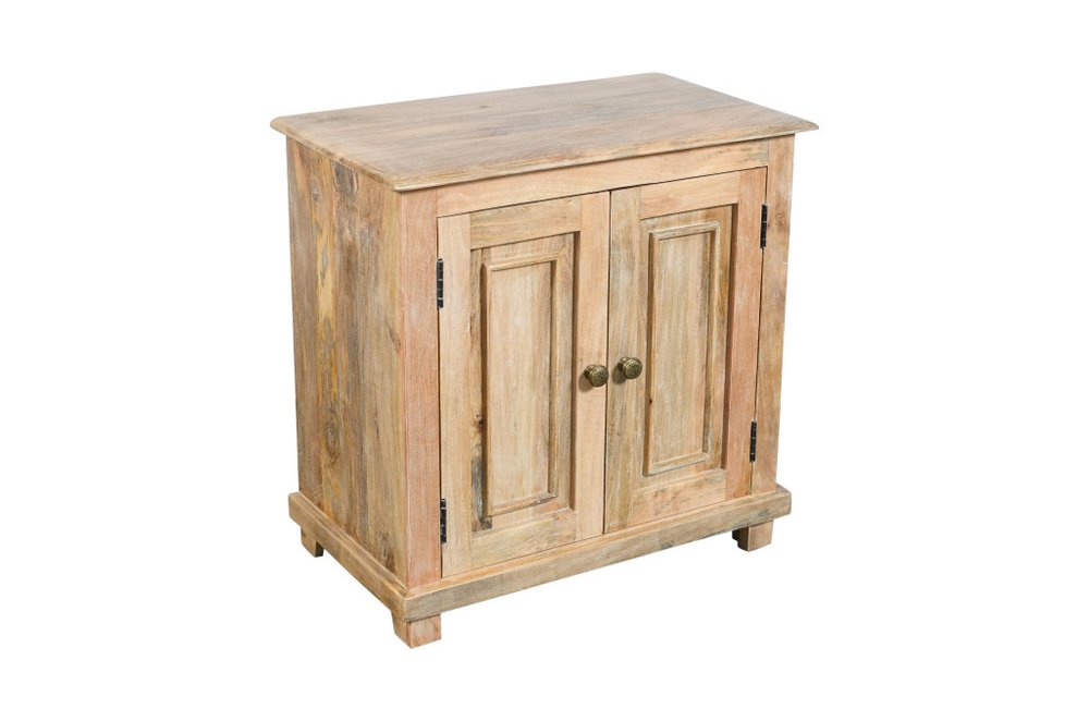 28" Distressed Natural Solid Wood Nightstand With Storage HomeRoots