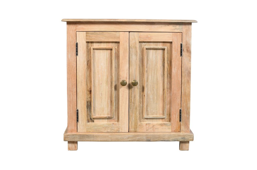 28" Distressed Natural Solid Wood Nightstand With Storage HomeRoots