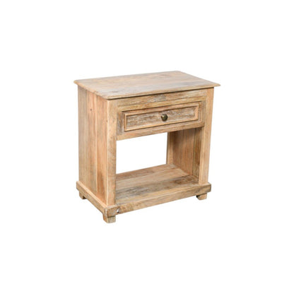 28" Distressed Natural One Drawer Solid Wood Nightstand HomeRoots