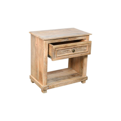 28" Distressed Natural One Drawer Solid Wood Nightstand HomeRoots