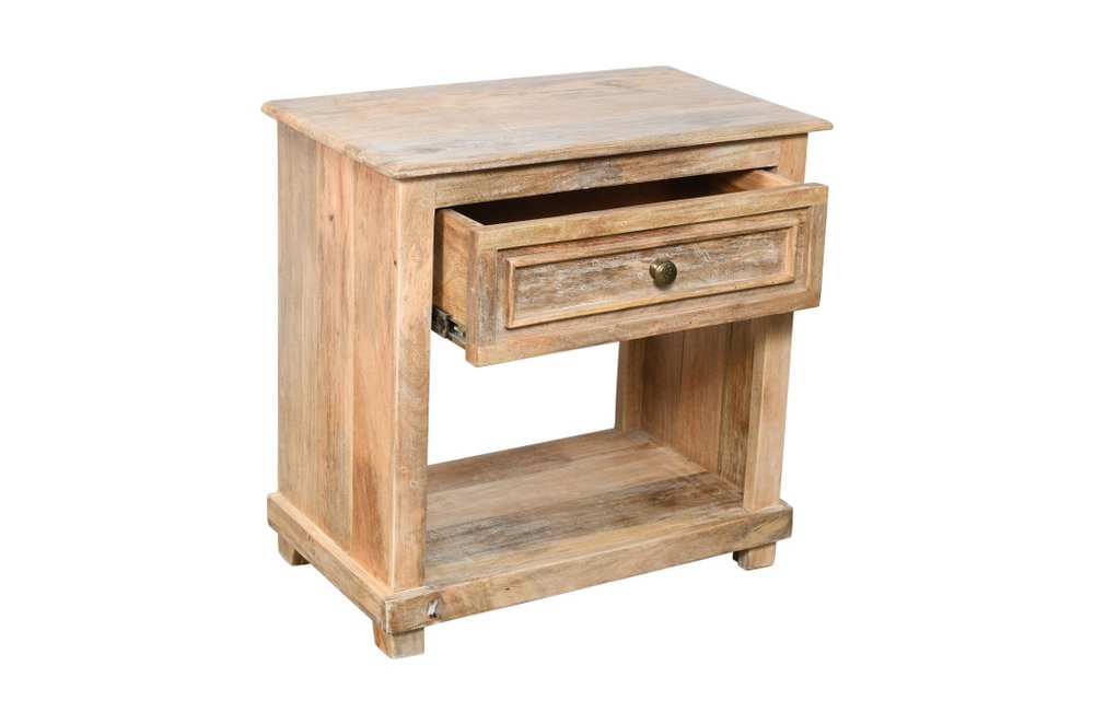 28" Distressed Natural One Drawer Solid Wood Nightstand HomeRoots