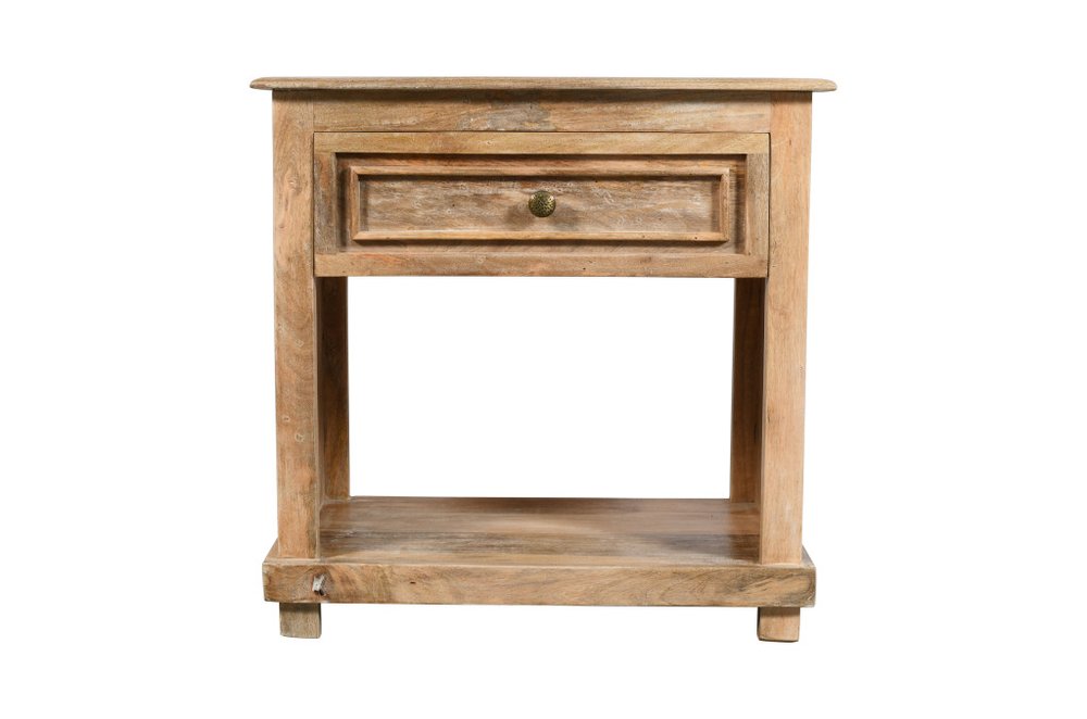 28" Distressed Natural One Drawer Solid Wood Nightstand HomeRoots
