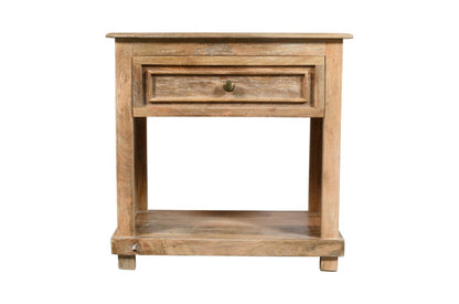 28" Distressed Natural One Drawer Solid Wood Nightstand HomeRoots