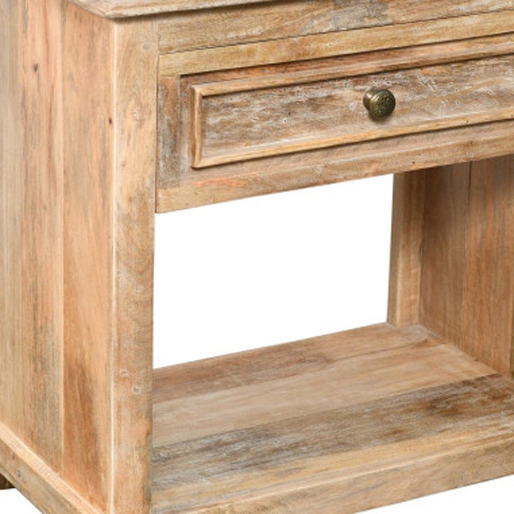 28" Distressed Natural One Drawer Solid Wood Nightstand HomeRoots