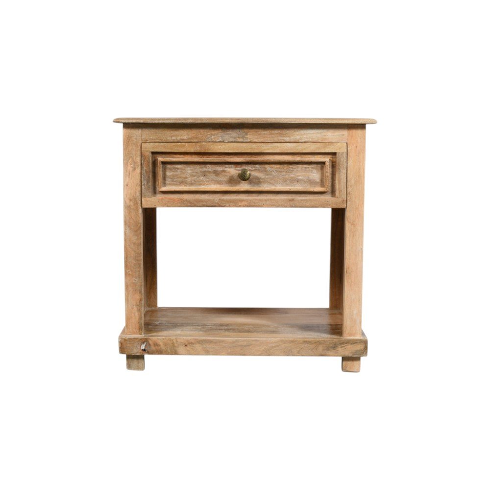 28" Distressed Natural One Drawer Solid Wood Nightstand HomeRoots