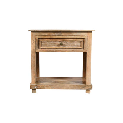 28" Distressed Natural One Drawer Solid Wood Nightstand HomeRoots