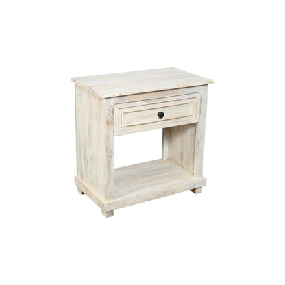 28" White Solid Wood Distressed One Drawer Nightstand HomeRoots