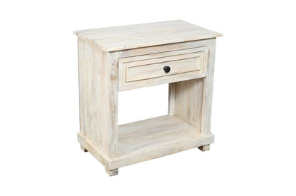 28" White Solid Wood Distressed One Drawer Nightstand HomeRoots