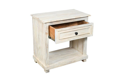 28" White Solid Wood Distressed One Drawer Nightstand HomeRoots