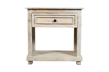 28" White Solid Wood Distressed One Drawer Nightstand HomeRoots