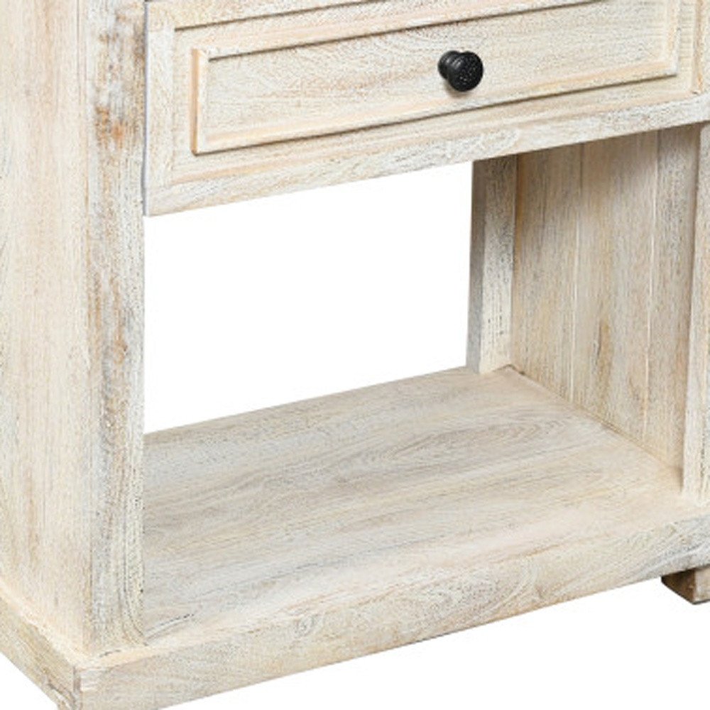 28" White Solid Wood Distressed One Drawer Nightstand HomeRoots