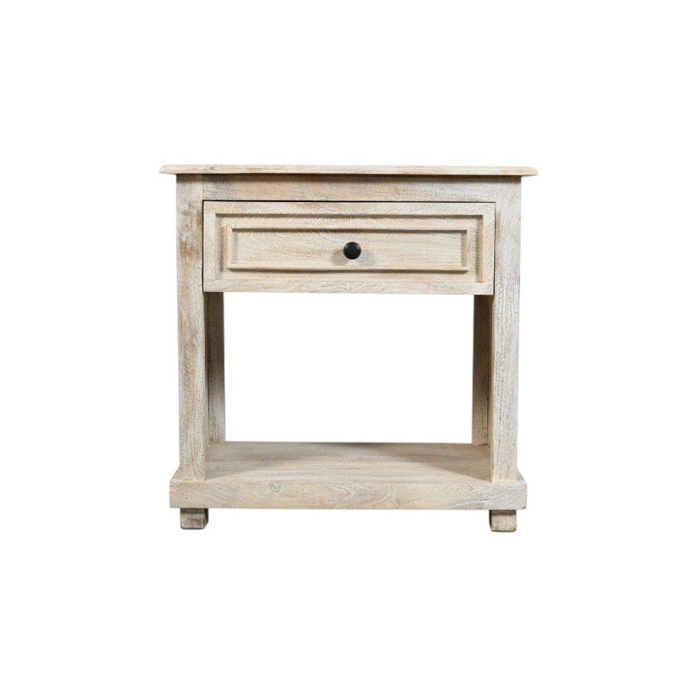 28" White Solid Wood Distressed One Drawer Nightstand HomeRoots