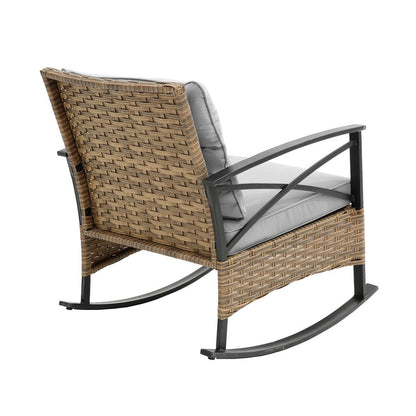 Three Piece Black Natural and Gray Rattan Two Person Seating Group With Table HomeRoots